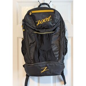 Zoot Ultra Tri Bag Triathlon Transition Backpack Black Yellow w/flaw